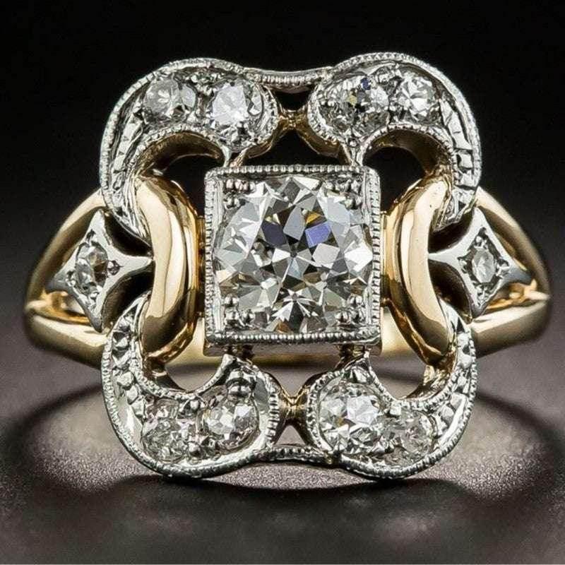 Retro Geometric Gold Zircon Ring for All Genders Retro Ring - ZA-Zola