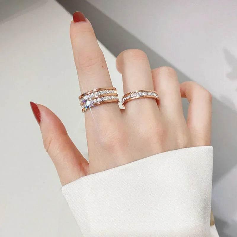 Double/Single Row Square Diamond Ring Women - ZA-Zola