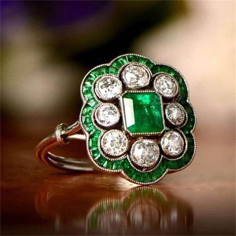 Emerald Cut Gold Zircon Ring – Adjustable & Stylish - ZA-Zola