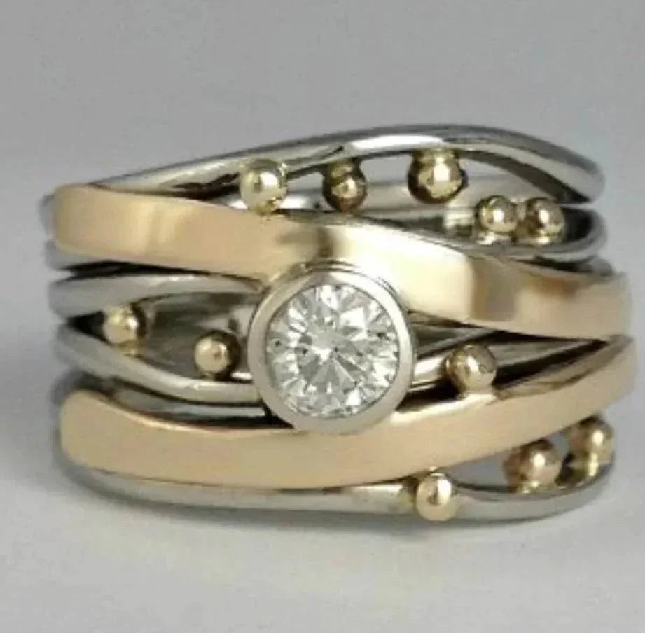 Retro Two-Tone Simple Stylish Women's Ring - ZA-Zola