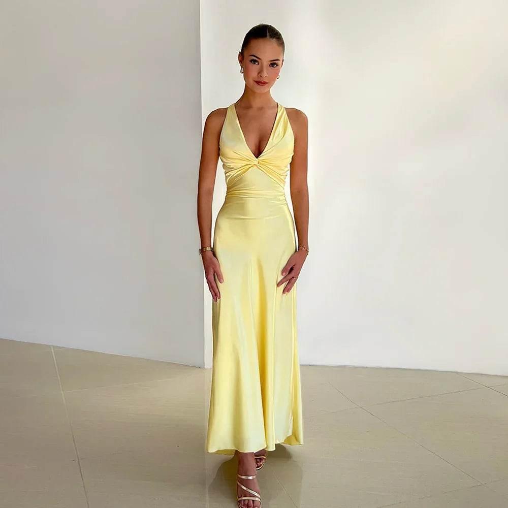 Satin Slim Fit A-Line Dress – Elegant & Sleek - ZA-Zola