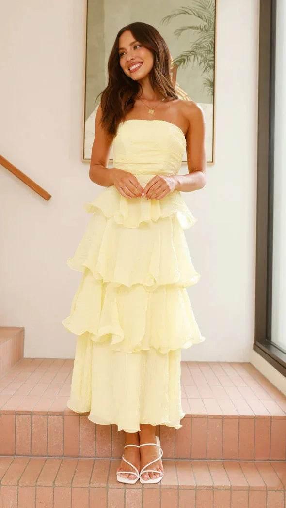 Women's Tube Top Backless Cake Dress – Chic & Flowy - ZA-Zola