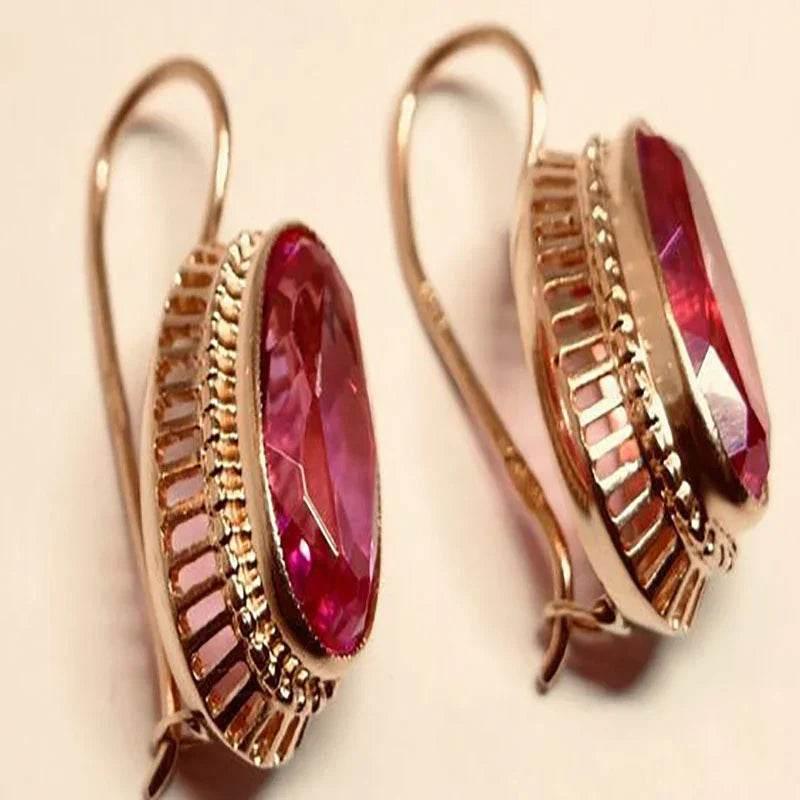 18K Gold Red Gem C-Type Ear Clip for Women - ZA-Zola