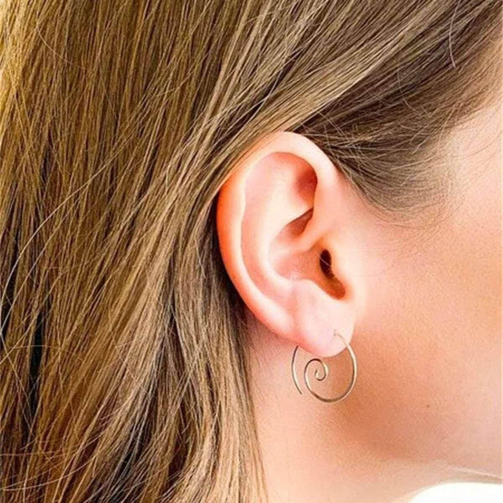 Wave Ripple Geometric Copper Stud Earrings - ZA-Zola