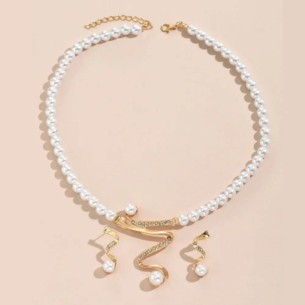 Elegant Pearl Earrings & Necklace Jewelry Set - ZA-Zola