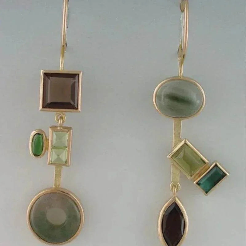 Retro Art Asymmetric Earrings – Unique Bold Design - ZA-Zola
