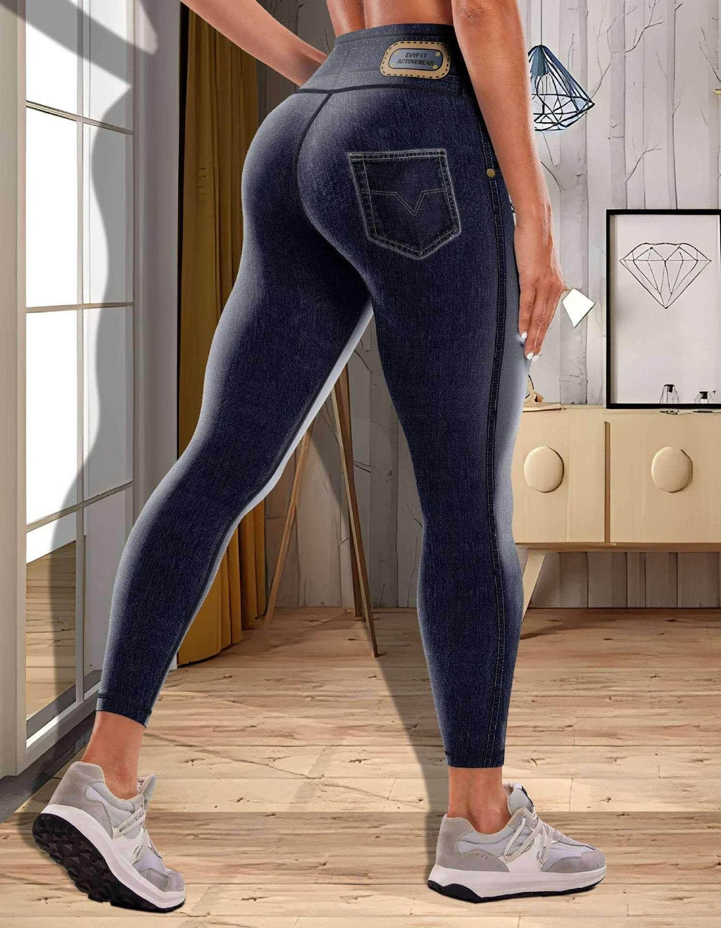 Denim Print Yoga Pants for Women – Stretch Fit - ZA-Zola