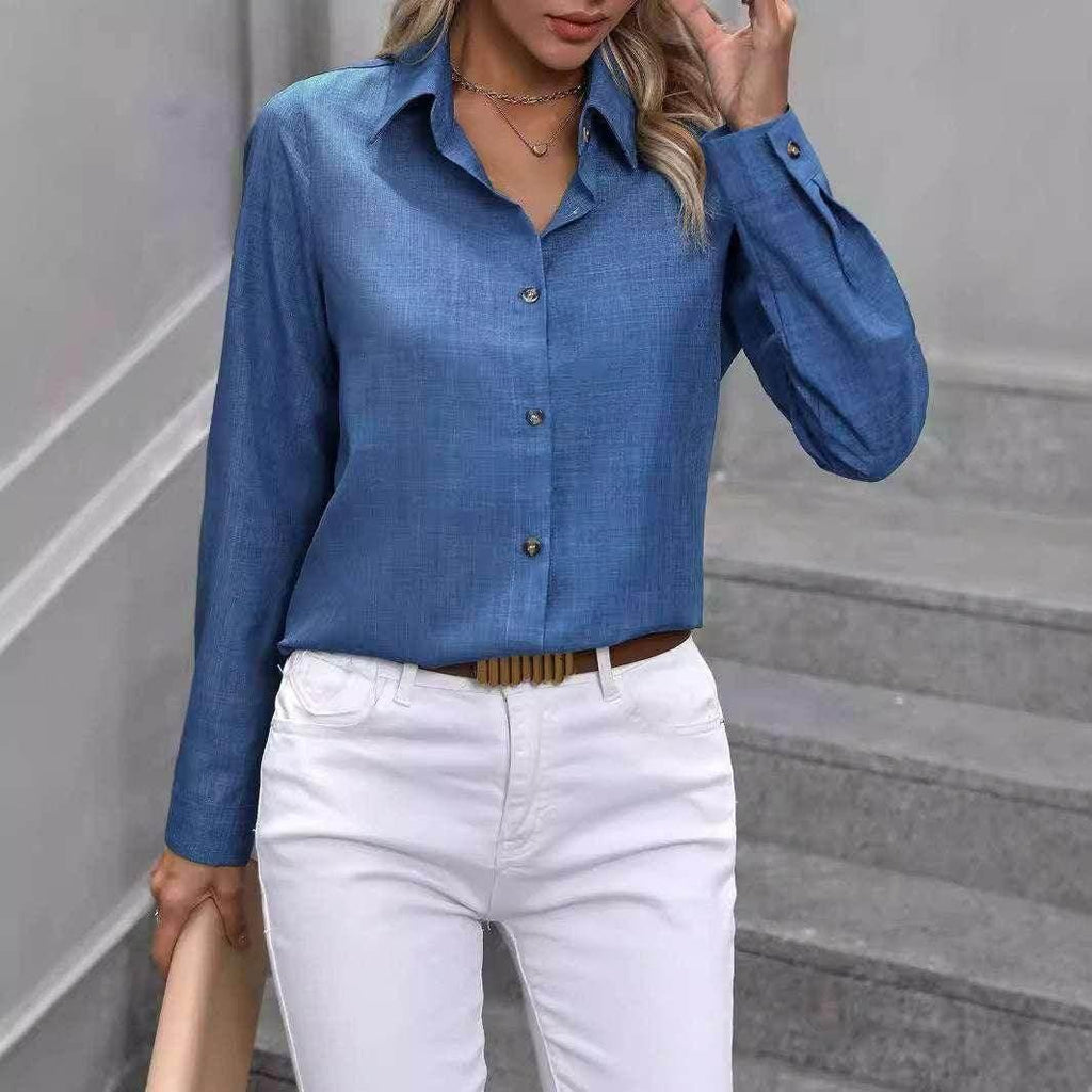 Colorblock Long Sleeve Lapel Shirt for Women - ZA-Zola