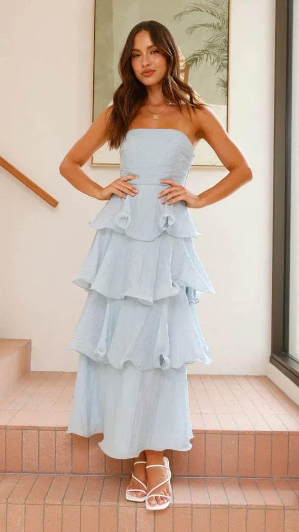 Women's Tube Top Backless Cake Dress – Chic & Flowy - ZA-Zola