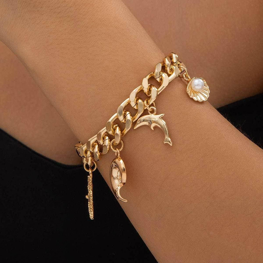 Boho Dolphin Starfish Pendant Necklace & Bracelet - ZA-Zola