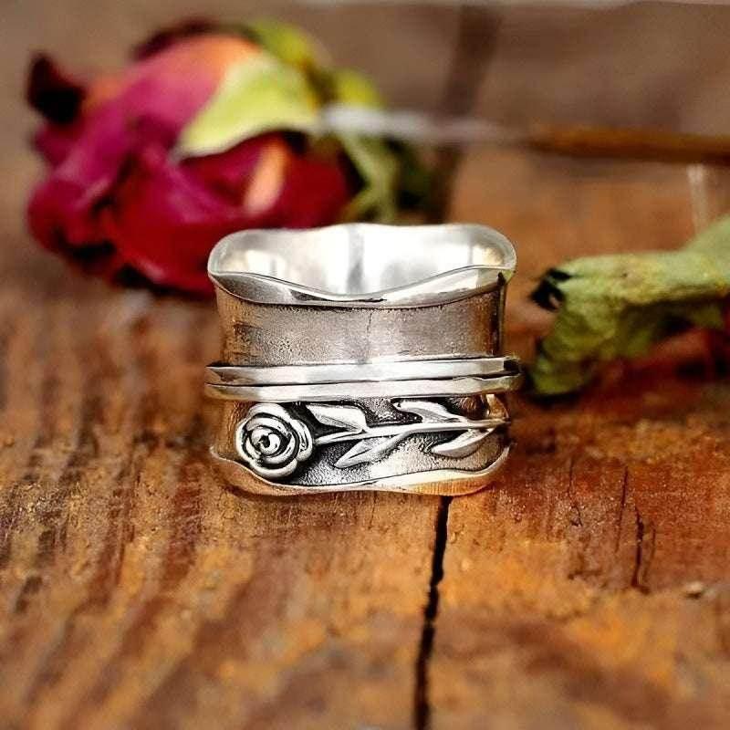 Luxury Vintage Flower Wide Face Retro Ring Women - ZA-Zola