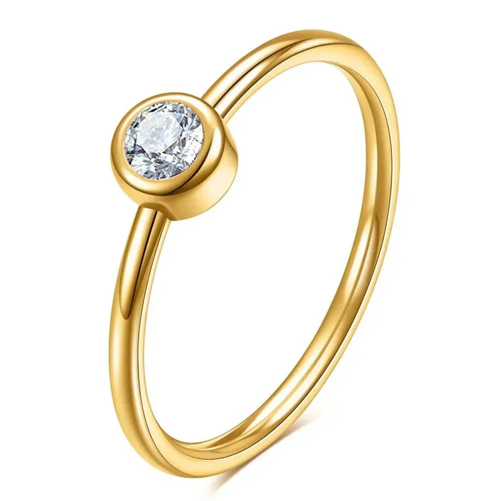 Elegant 2MM Titanium Steel Diamond Ring, Couples - ZA-Zola