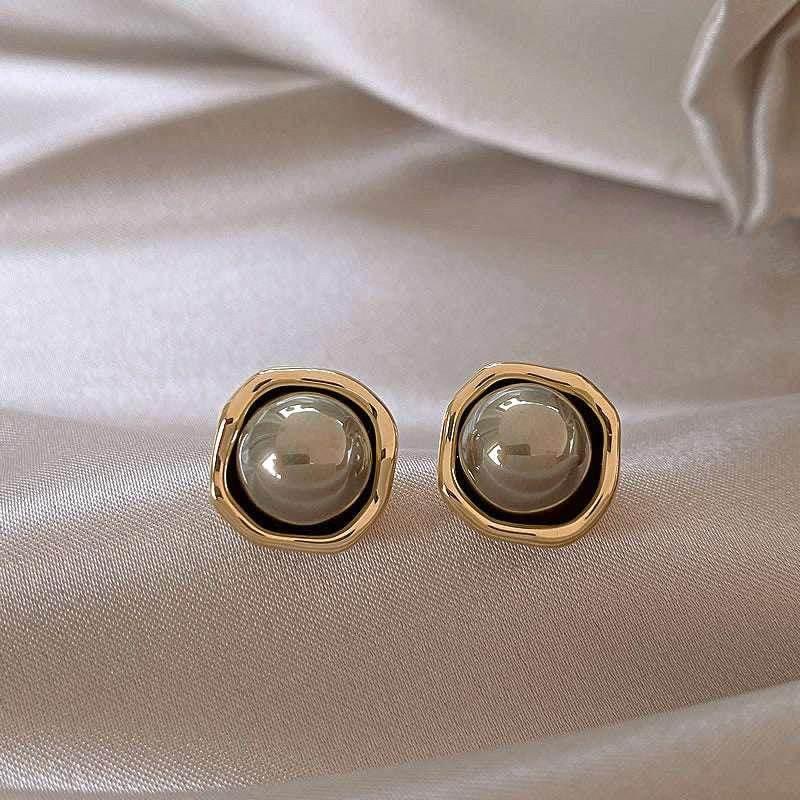 Elegant Gray Pearl Stud Earrings for Women - ZA-Zola