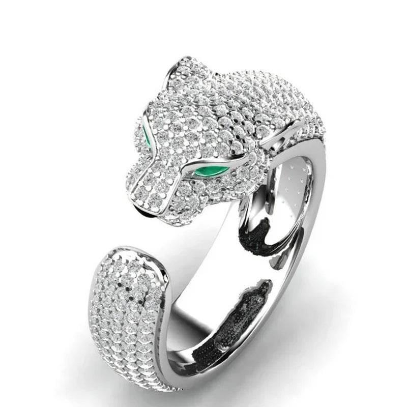 Leopard Head Full Diamond Ring – Gold & Silver - ZA-Zola