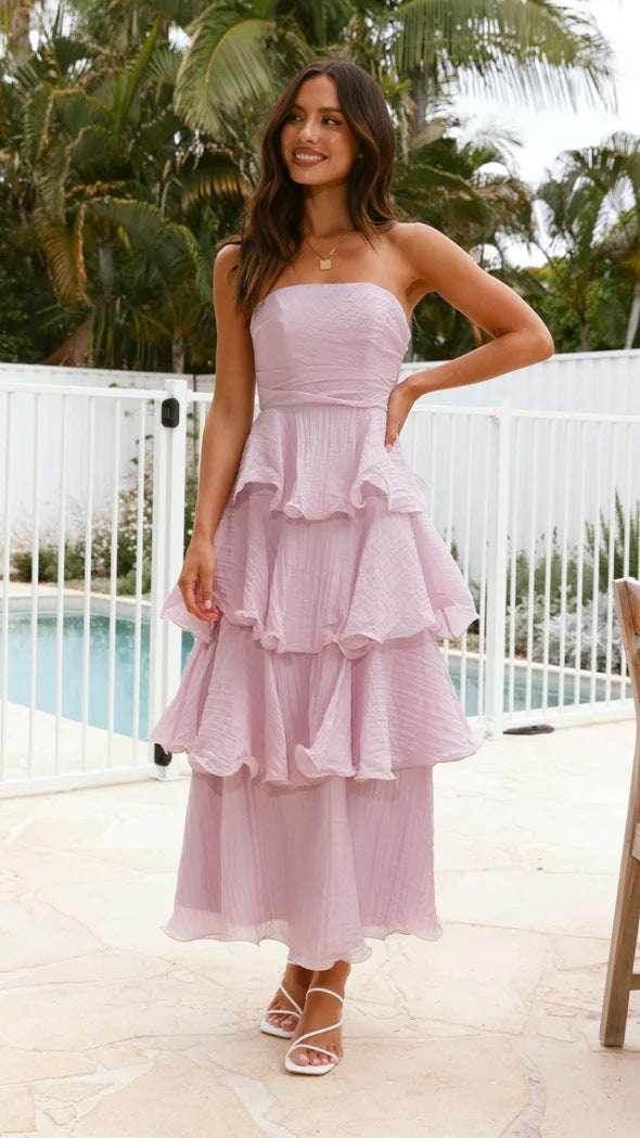 Women's Tube Top Backless Cake Dress – Chic & Flowy - ZA-Zola