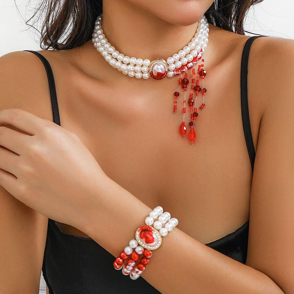 ZA-Zola Halloween Pearl Collar Jewelry Set - ZA-Zola