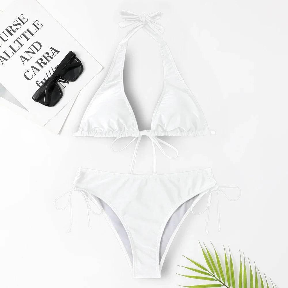 Sexy Solid Color Bikini | Strappy Swimsuit – Buy Now - ZA-Zola