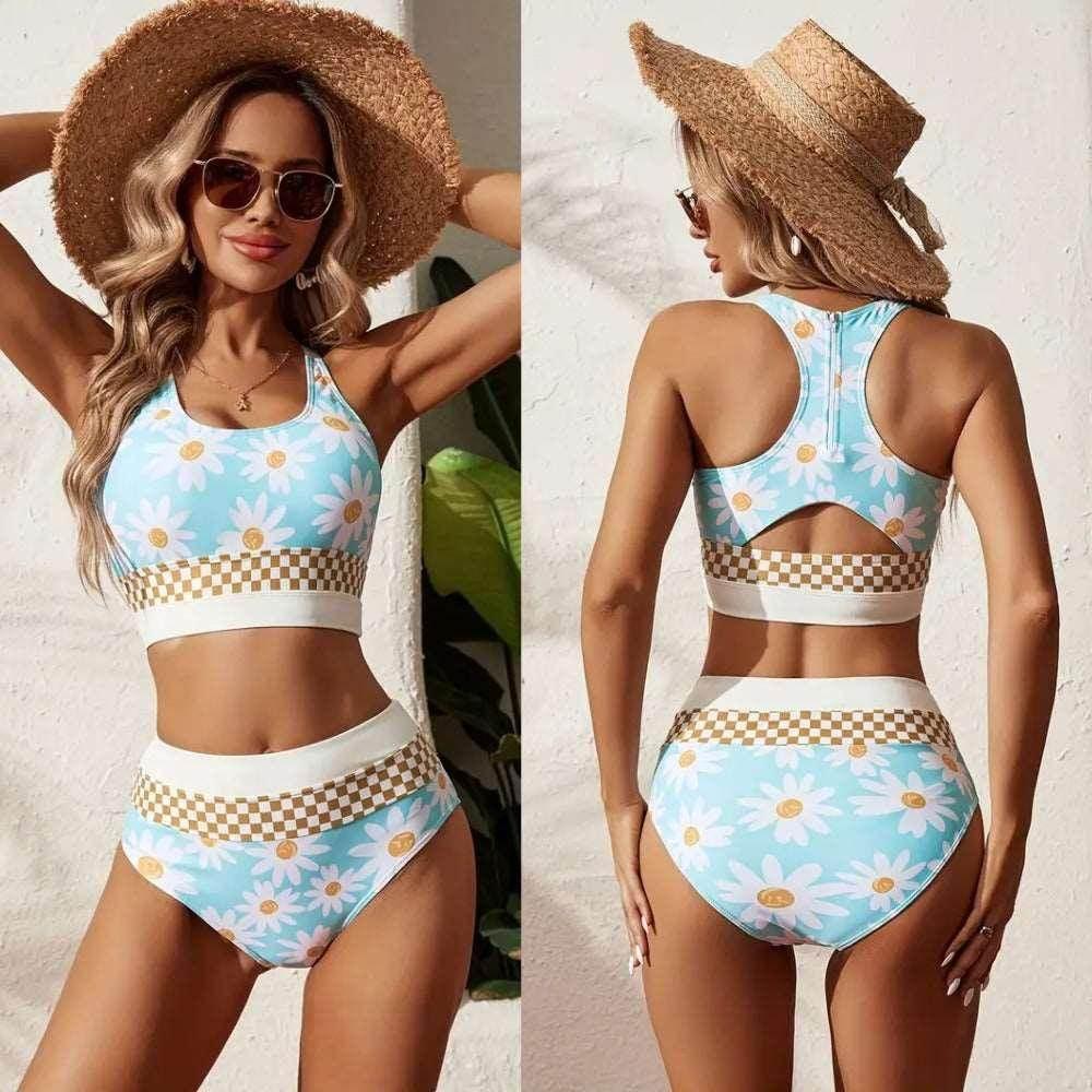 Plus Size Split Swimsuit – Zipper Bikini, Bold & Flattering - ZA-Zola
