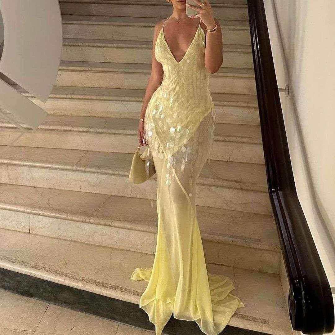 Sexy Sequin Fishtail Gown – Backless Slim Fit Dress - ZA-Zola