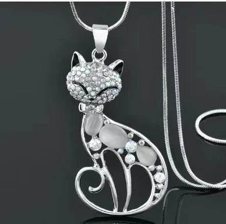 Crystal Cartoon Fox Cat Necklace – Opal Shine - ZA-Zola