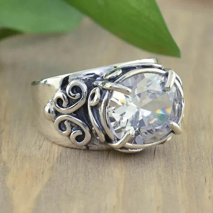 Men’s Vintage Anchor & Lion Silver Statement Ring - ZA-Zola