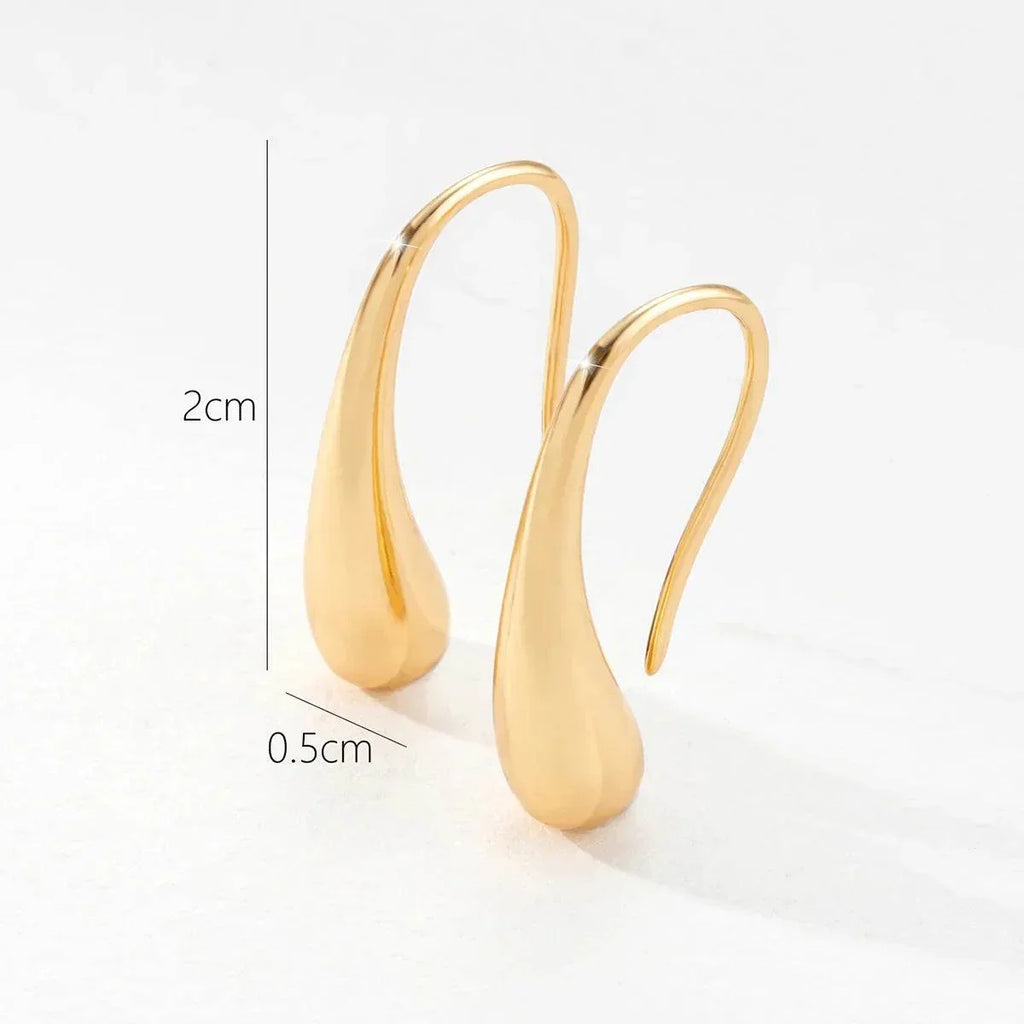 Glossy Geometric Drop Earrings for Women – Gold - ZA-Zola