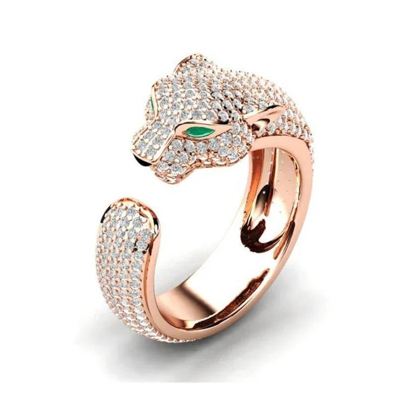 Leopard Head Full Diamond Ring – Gold & Silver - ZA-Zola