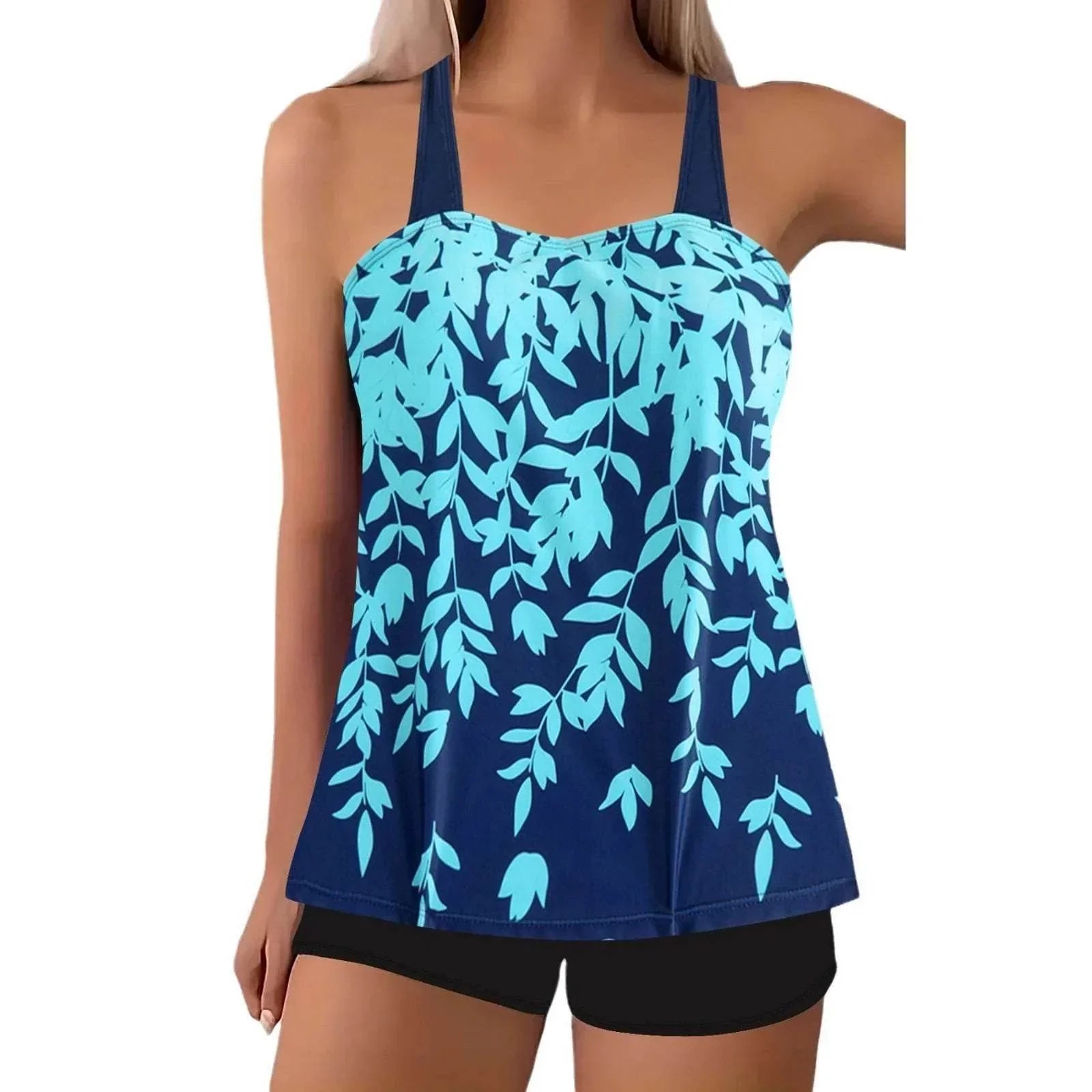 Split Leaf Print Bikini Swimsuit – Plus Size (S–5XL) - ZA-Zola