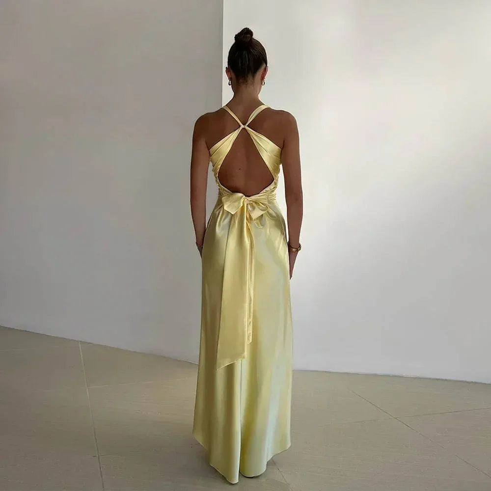 Satin Slim Fit A-Line Dress – Elegant & Sleek - ZA-Zola