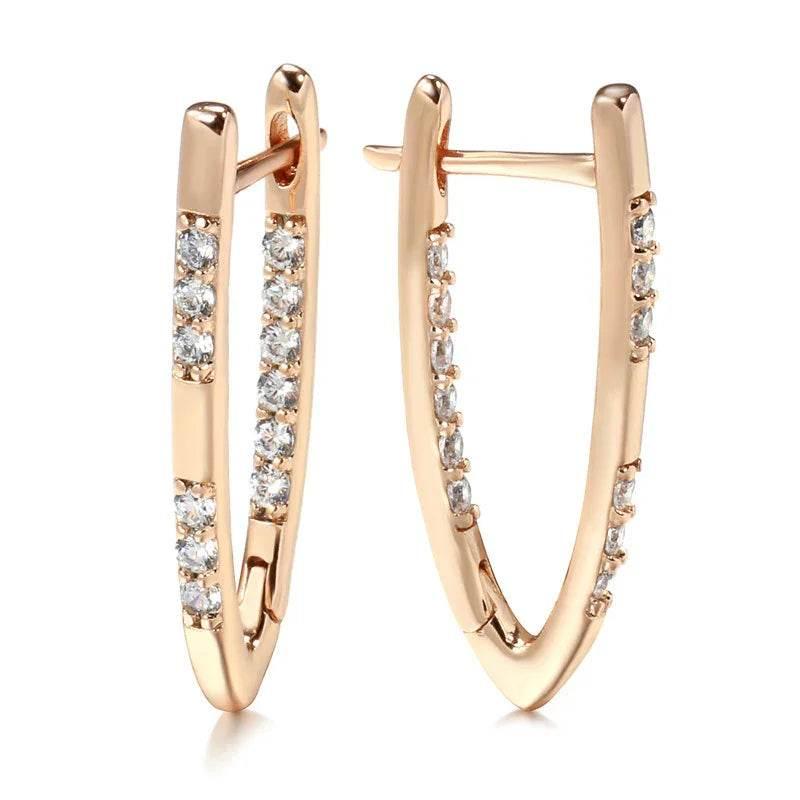Rose Gold Zircon Petal Earrings for Women - ZA-Zola
