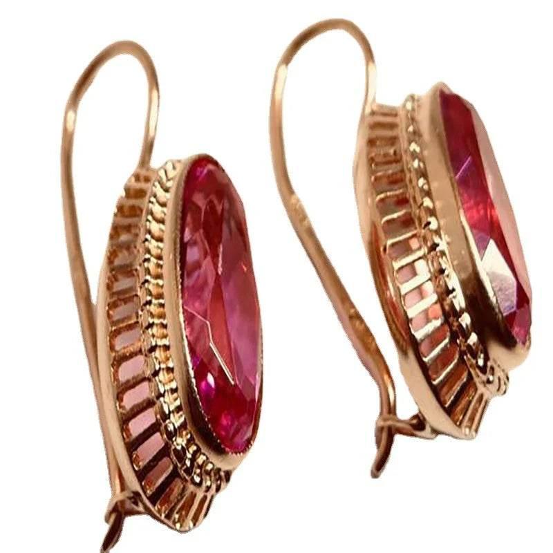 18K Gold Red Gem C-Type Ear Clip for Women - ZA-Zola
