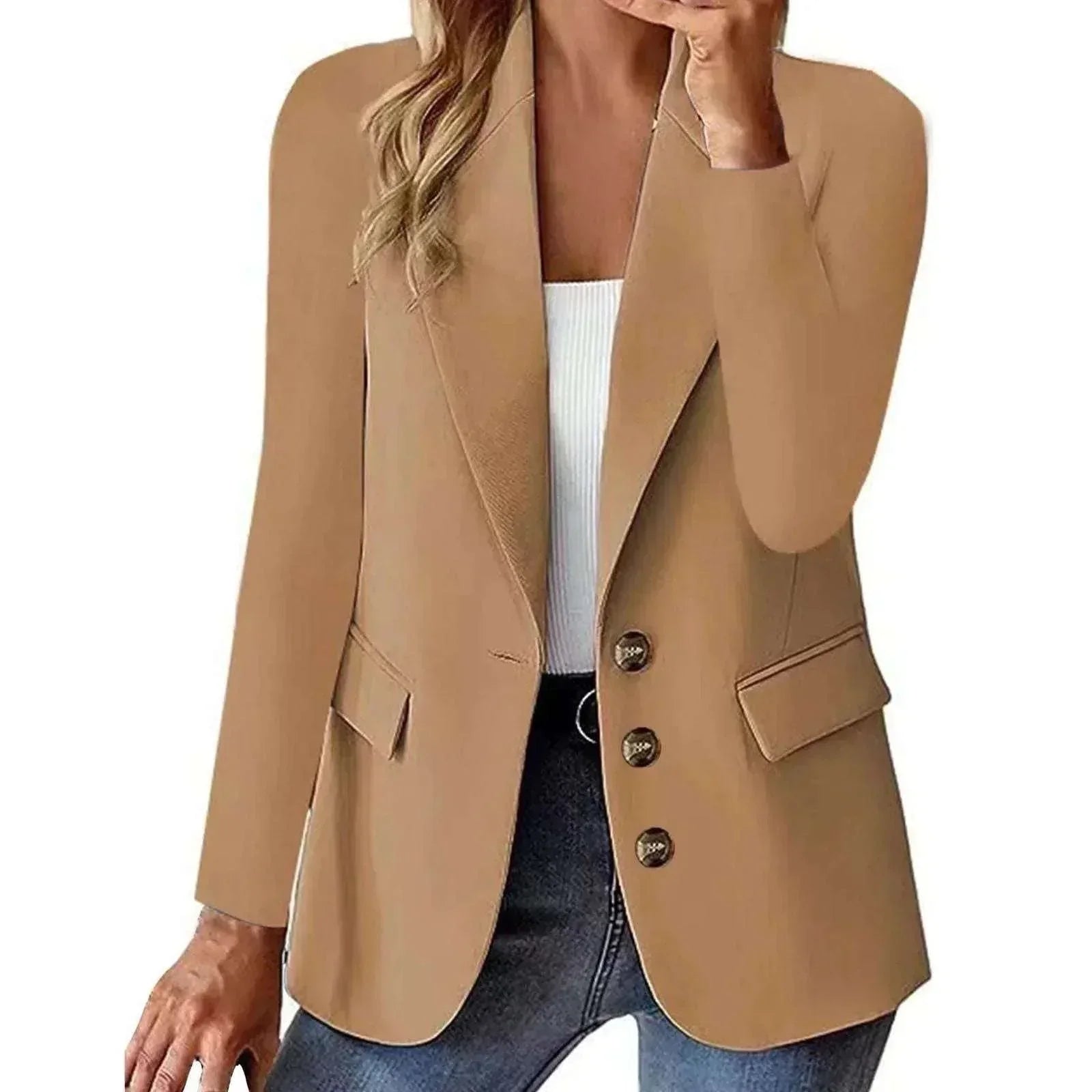 Women’s Casual Blazer – Solid Color Office Jacket - ZA-Zola