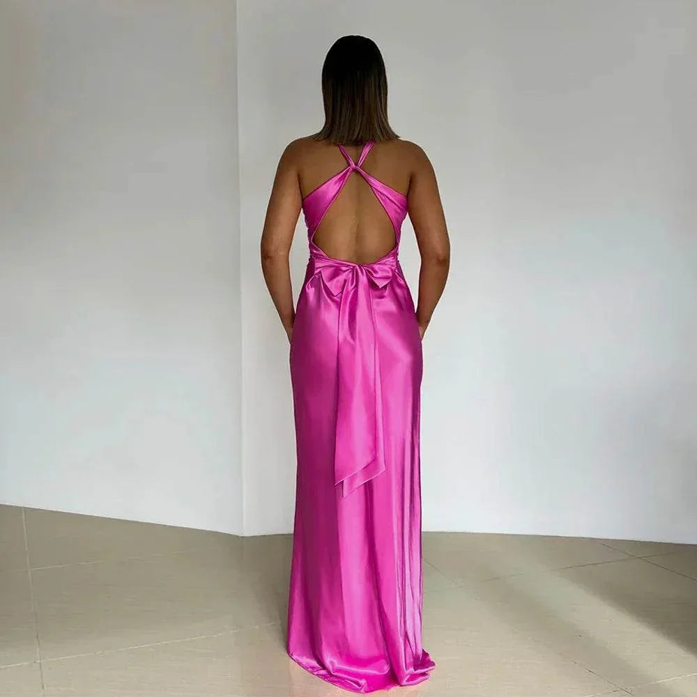 Satin Slim Fit A-Line Dress – Elegant & Sleek - ZA-Zola