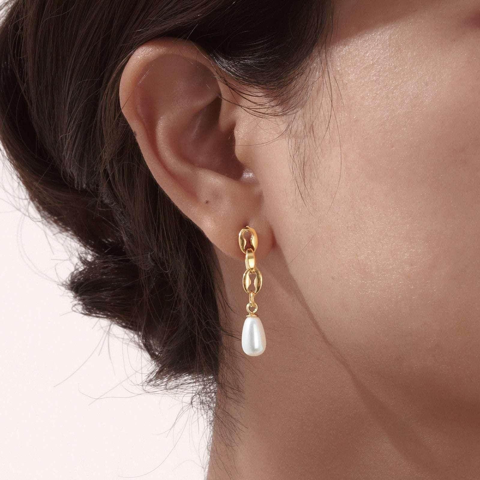 Stainless Steel Lip Chain Gold Fashion Earrings - ZA-Zola