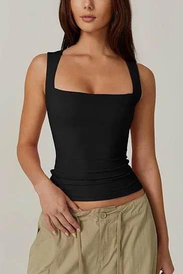 Square-Neck Slim Tank Top | Summer Sleeveless Style - ZA-Zola