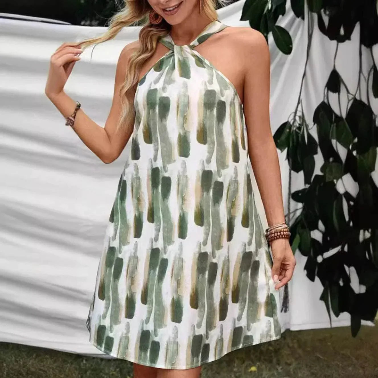 Women's Floral Off-the-Shoulder Strap A-Line Dress - ZA-Zola