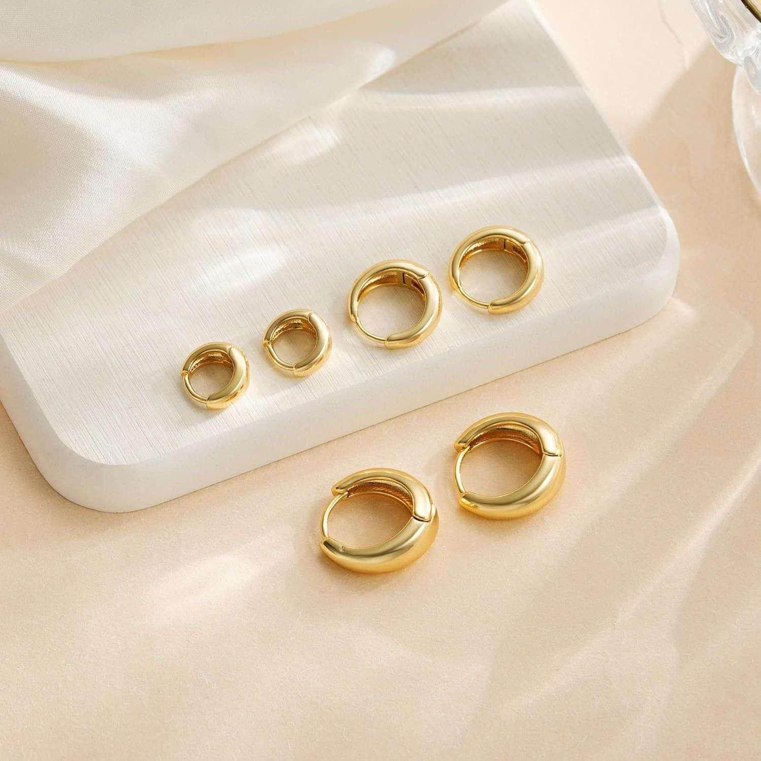 18K Gold Glossy Simple Hoop Earrings for Women - ZA-Zola