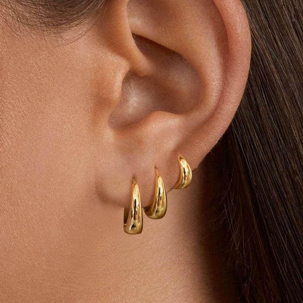 18K Gold Glossy Simple Hoop Earrings for Women - ZA-Zola