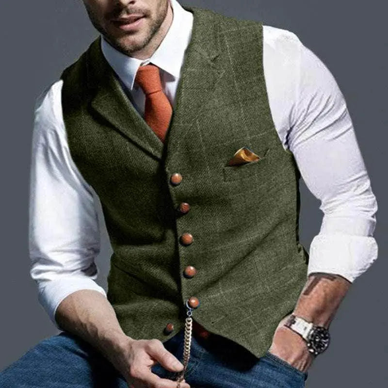 Plaid Slim Fit Men's Lapel Vest for Summer - ZA-Zola