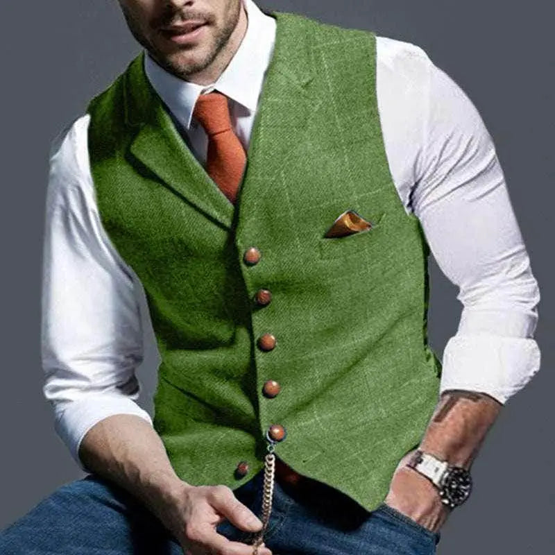 Plaid Slim Fit Men's Lapel Vest for Summer - ZA-Zola