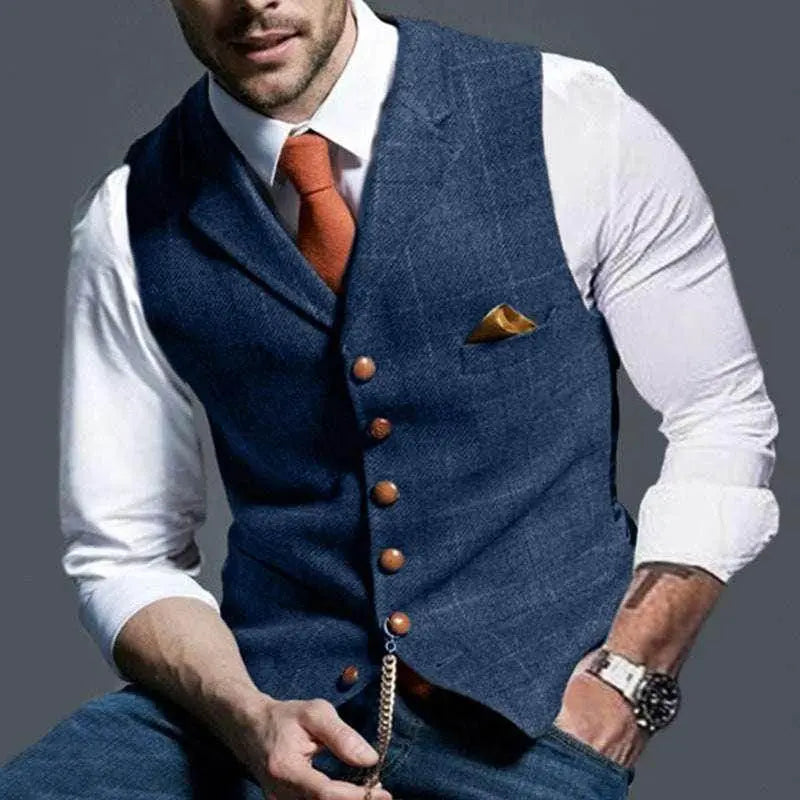 Plaid Slim Fit Men's Lapel Vest for Summer - ZA-Zola