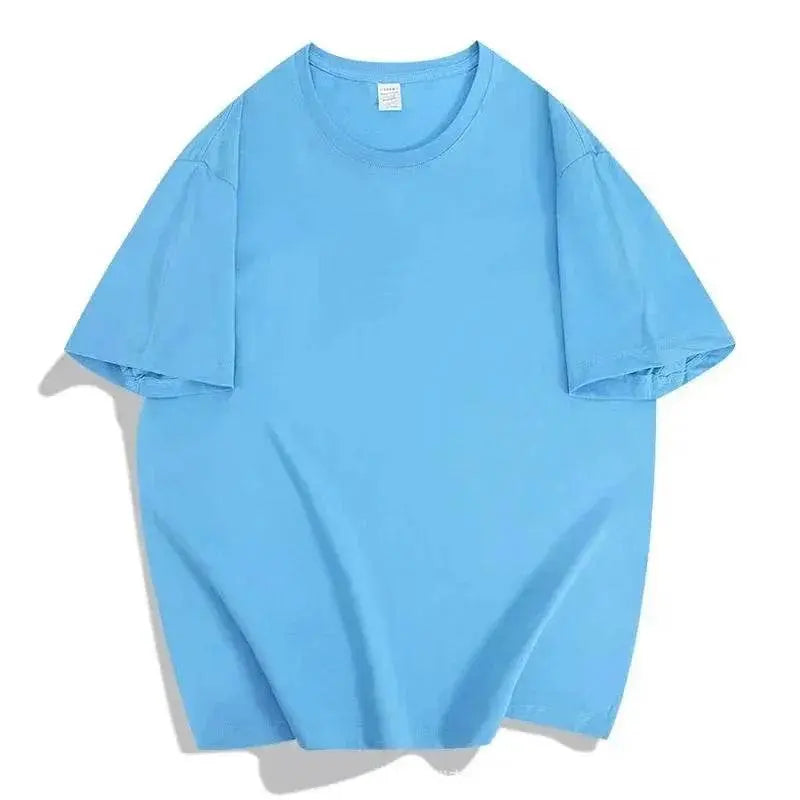Men's loose fit solid light blue T-shirt from ZA-Zola, short sleeves, front view