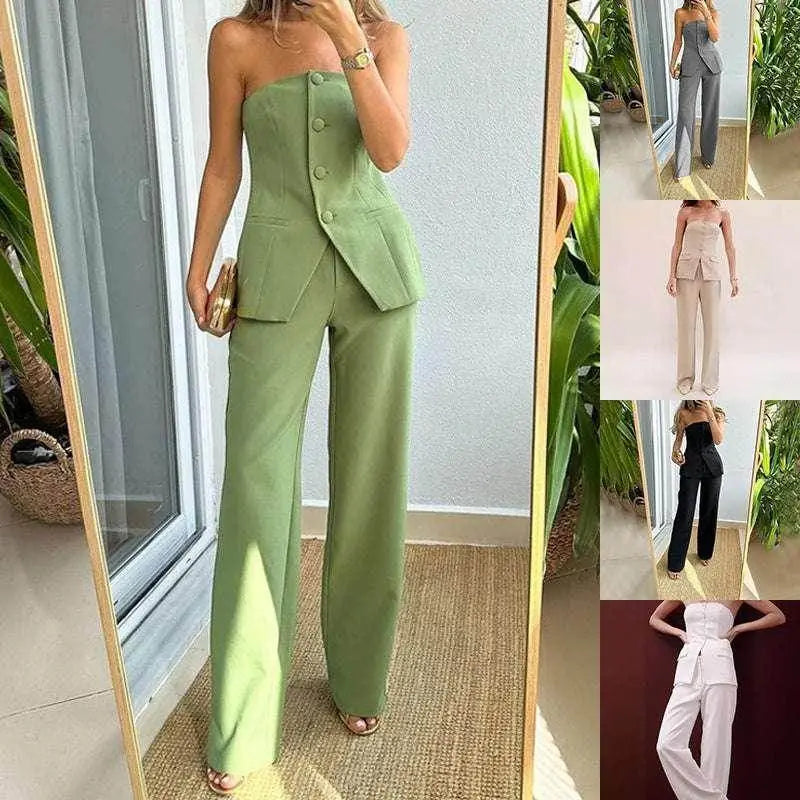 Tube Top Suit + Trousers Set for Women - ZA-Zola