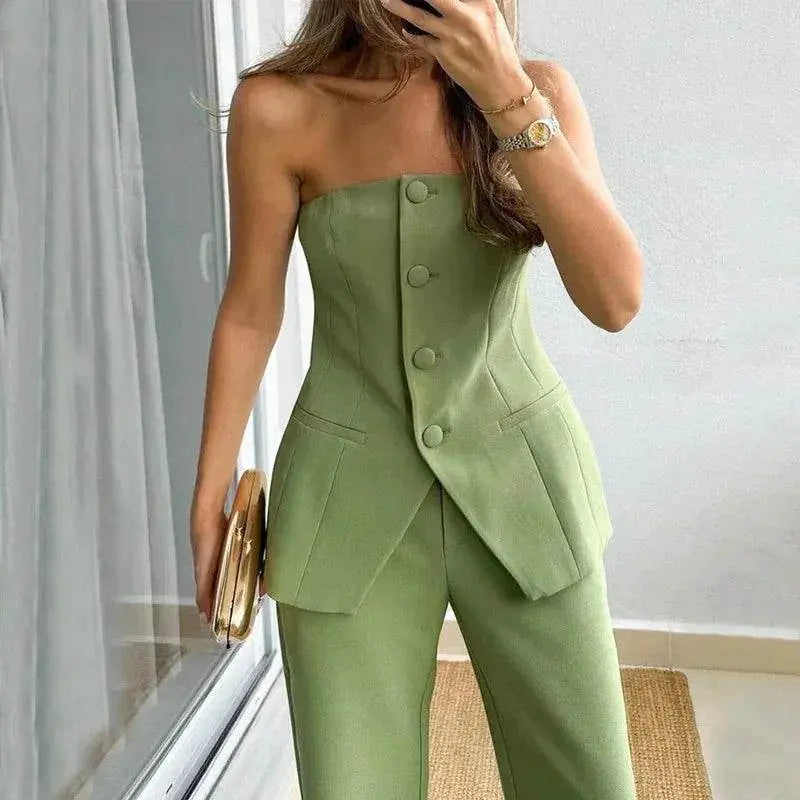 Tube Top Suit + Trousers Set for Women - ZA-Zola