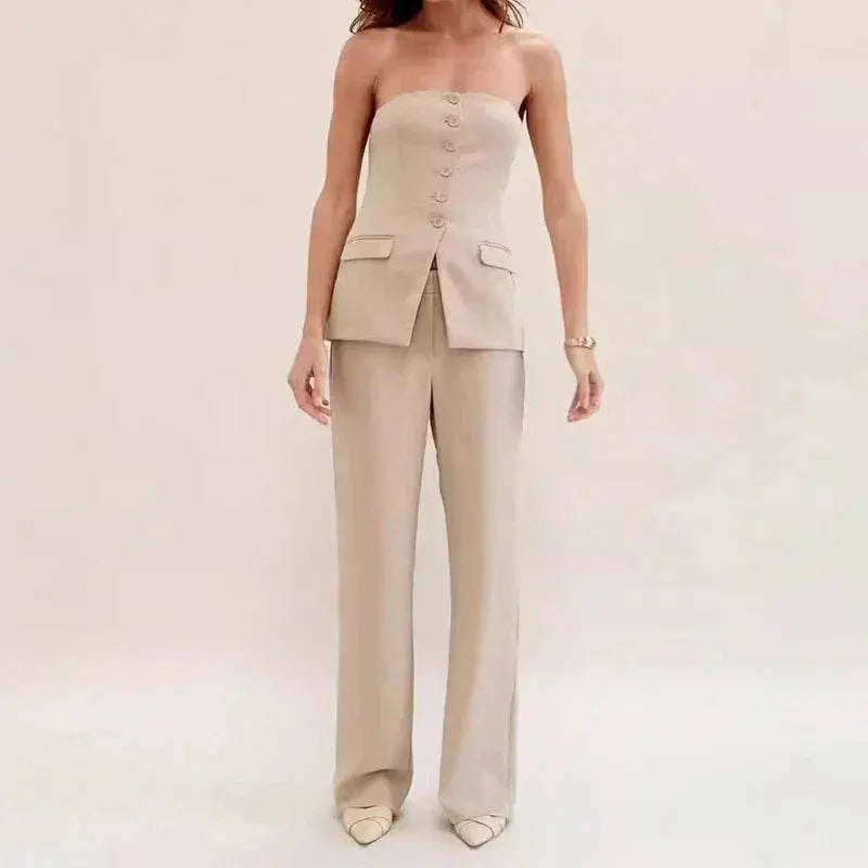 Tube Top Suit + Trousers Set for Women - ZA-Zola