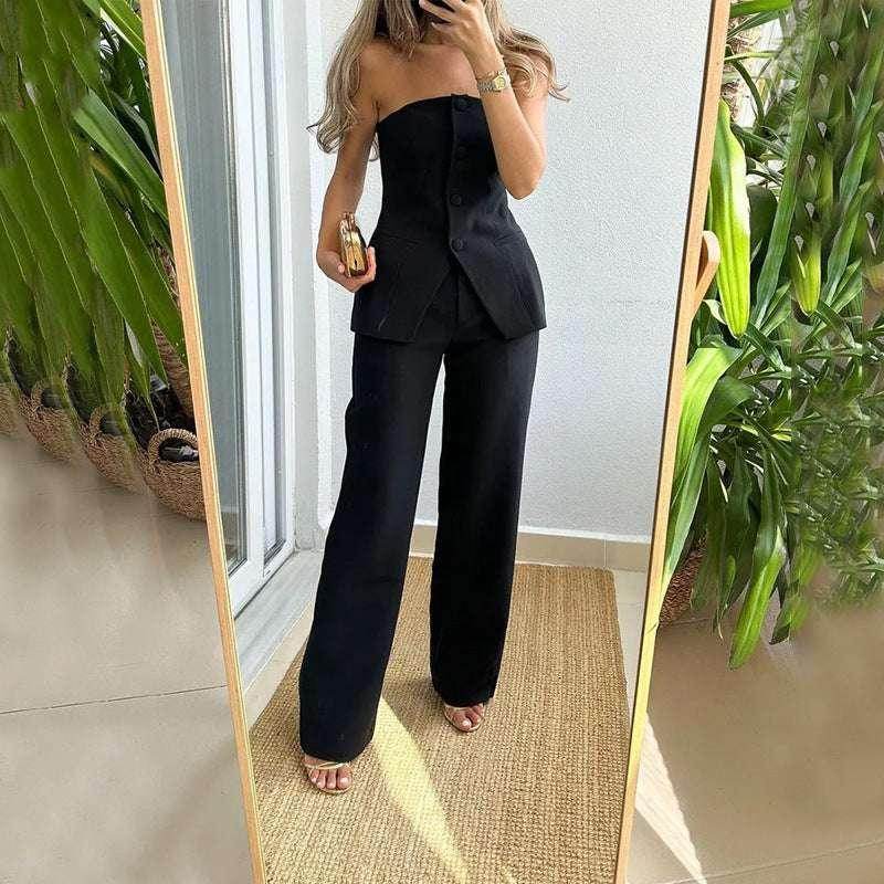 Tube Top Suit + Trousers Set for Women - ZA-Zola