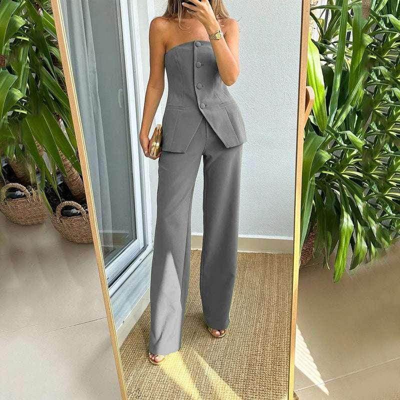 Tube Top Suit + Trousers Set for Women - ZA-Zola