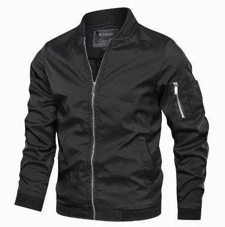 ZA-Zola youth Korean slim fit black bomber jacket with zipper and wrinkle-resistant fabric