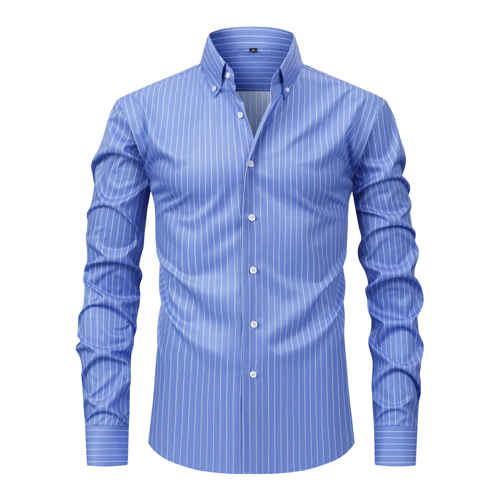 Blue striped shirt on a white background