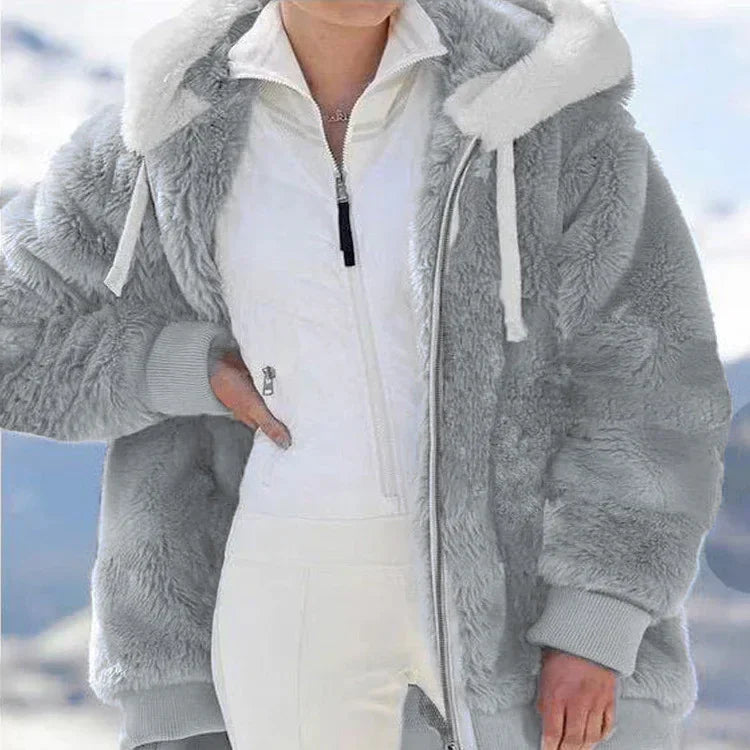 Plush Hooded Jacket Women Winter Street Style - ZA-Zola